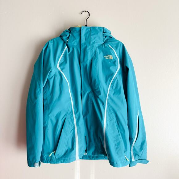 The North Face Blue + Green 3 in 1 HyVent Kira Jacket Large Snowboard Outdoor - Picture 16 of 16